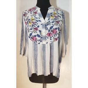 Hope Springs size L multicolored 3/4 sleeve blouse